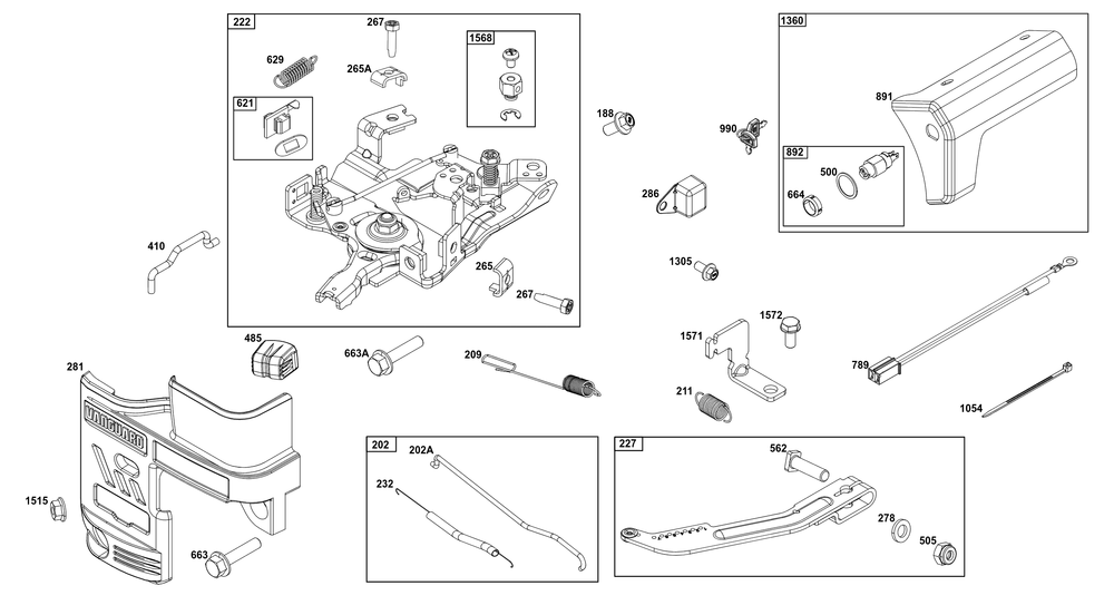 Controls Group Diagram and Parts List for 10V337-0038-F1 100000 - 19Z999 Briggs and Stratton Engine